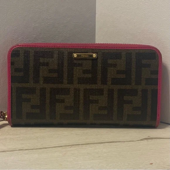 Fendi Zucca Pink Monogram Zip Around Wallet - Picture 1 of 5